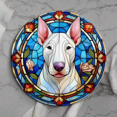 English Bull Terrier Glass Suncatcher Worktop Saver